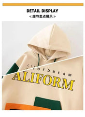 Boys Tracksuit Sets Children Patchwork Letter Sweatshirts+Pants 2Pcs Outfits Teenager Autumn Fashion Hooded Suits Spring Clothes