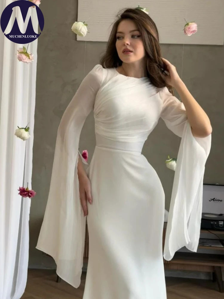 Formal attire Dresses: Elegant Scarf Collar Flying Sleeve Long Dress