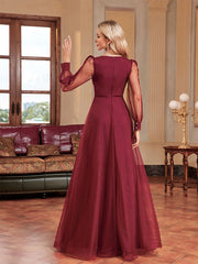 Homecoming Dresses: V-Neck Formal Evening Dresses Long Sleeve Cocktail Prom Dress