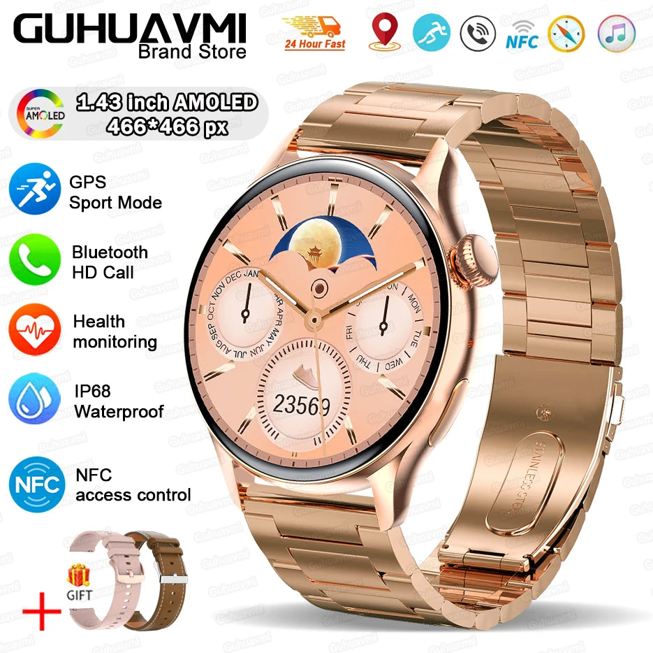 2026New Smart Watch Women Custom Dial NFC GPS trajectory clock Heart Rate bloodpressure BT Call Smartwatch For Android iOS mini