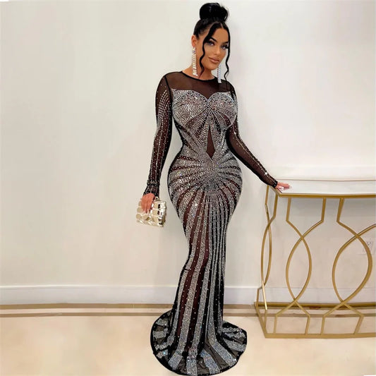 Formal attire Dresses: Rhinestone Mermaid Evening Dresses for Women Party Gown