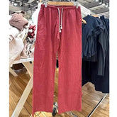 Sweet Women Red Pocket Pants 2024 Fashion Summer Ladies Red Plaid Sweatpants