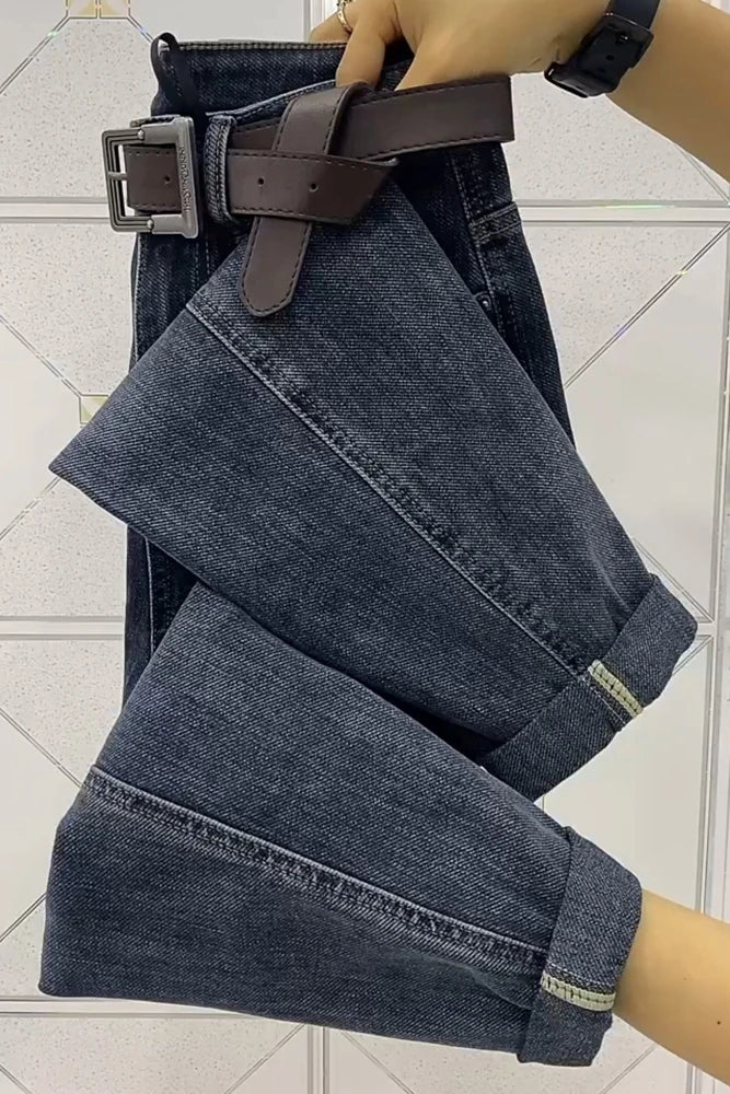 Y2k Large Women's Slim Nine Point Dad Jeans 2023 Autumn Fat Mm Loose Pear Shape