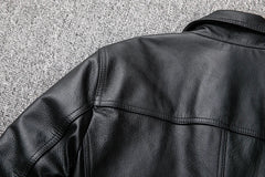 leather jacket casual denim leather coat leather coat PU washed leather, leather soft