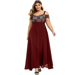 Formal attire Dresses: Women Plus Size Dresses Cold Shoulder Floral Lace Maxi