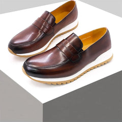 Genuine Leather Men Shoes Slip On Loafers Handmade Comfortable Fashion Casual