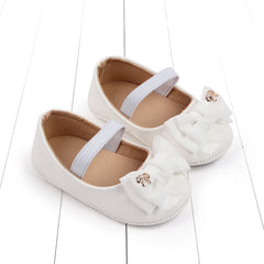 Baby Girl Shoes Cute Bowknot Toe-covered Soft PU Mary Jane Shoes Anti-slip