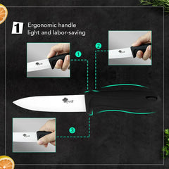 Ceramic Knives Kitchen Knives 3 4 5 6 inch Paring Utility Slicing Chef Set+Peeler