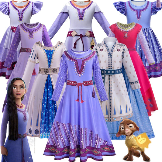 Disney Wish Asha Princess Dress Baby Girls Asha Cosplay Costumes Children Birthday Coats