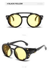 New Unisex Vintage Steampunk Sunglasses Men's Designer Designer Retro Round Leather Sun Glasses Steam Punk Outdoor Goggles UV400