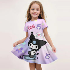 Children's Fashionable Girl Dress Cartoon Cute Kuromi 3D Printed Dress