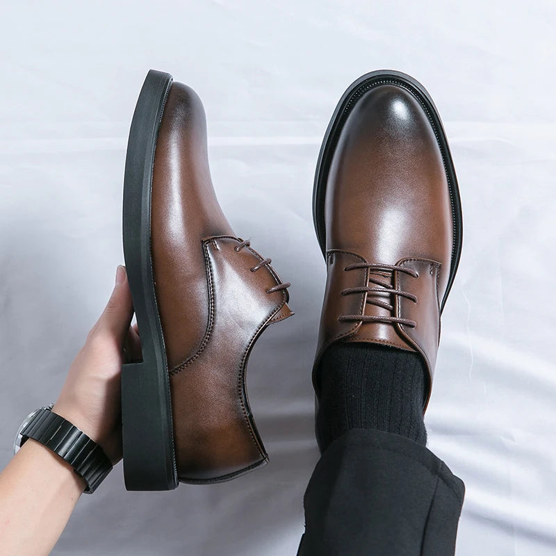 Classic Italy Pointed Toe Leather Shoes Men Luxury Oxfords Business Formal