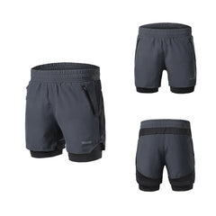 Men's 7" Running Shorts 2 in 1 Quick Dry Athletic Training Exercise Jogging
