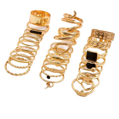 Maximum 27PCS Vintage Heart Snake Butterfly Rings Set for Women Metal Gold Plated