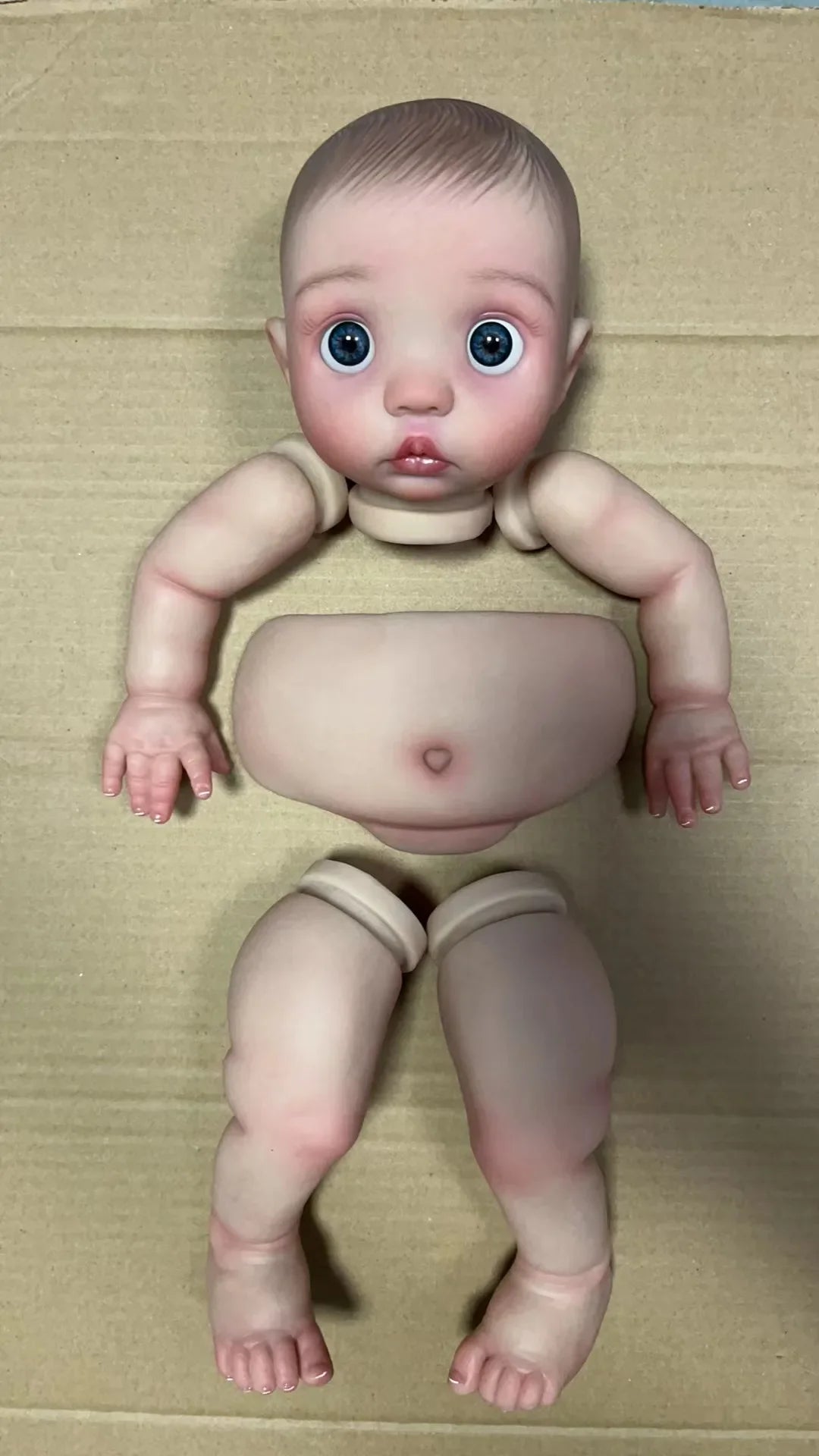 NPK 16inch Already Painted Doll Kit Peeka come with Cloth Body and Belly Plate Lifelike Reborn Baby DIY Toy
