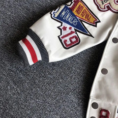 Men's spring and autumn baseball uniform Y2K retro trend leather jacket heavy