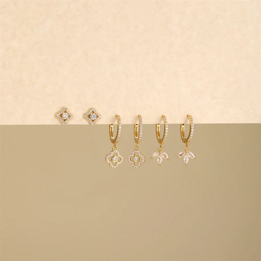 ROXI 925 Sterling Silver luxury leaf Design zircon Charms hoop earrings for women Shiny Zircon Wedding Party jewelry gift plata