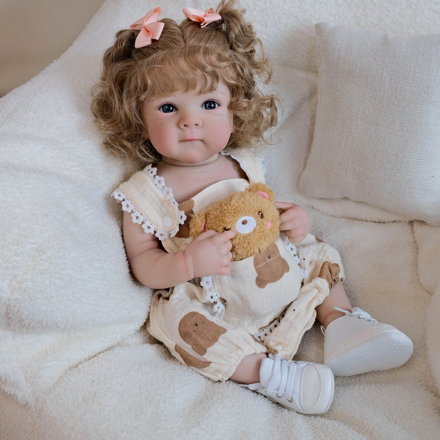 NPK 18inch Full Body Bettie Reborn Baby Doll Lifelike Newborn Cuddly Multiple Layers Painting 3D Skin Hand Rooted Hair