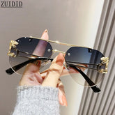 Rimless Designer Sunglasses Women Trendy Luxe Fashion Sunglasses Men