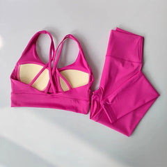 Women Yoga Set 2pcs Sport Suit Gym wear Workout Clothes Sports Crop Top High Waist
