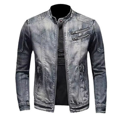Spring Men Fashion Handsome Casual European and American Zipper Denim Jacket