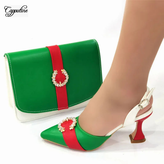 Matching Shoes and Bags: Purple Shoes Matching With Bag Set For Women