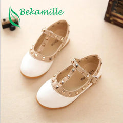 children casual shoes girls spring autumn leather shoes fashion Rivet princess baby shoes