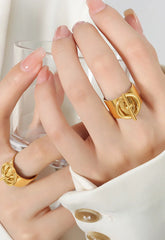 Stainless Steel Ring for Women Opening Adjustable Hip Hop Geometric Chain
