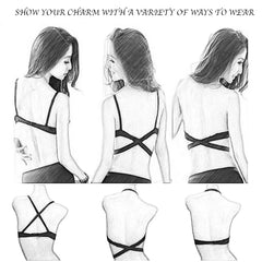 Women Low Cut Push Up Bra Backless Underwear Deep V Cross Back Bras