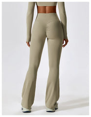 Women Wide-leg Pants Yoga Leggings Tights High Waist Leisure Flared Pants Dance