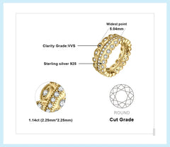 JewelryPalace 3 Pcs 925 Sterling Silver Yellow Rose Gold Band Ring Set Women