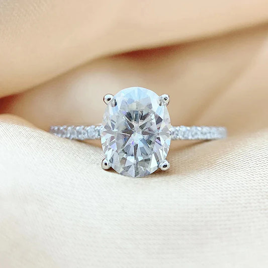 Smyoue Oval Cut 1CT 2CT 3CT D Color Moissanite Rings for Women Lab Diamond Wedding Promise Band S925 Sterling Silver Jewelry