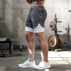 Running Shorts Men 2 In 1 Double-deck Quick Dry GYM Sport Shorts Fitness Jogging