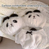 Womens Anime Cartoon Panda Plush Bra and Panty Set without Underwire Furry
