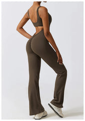 Women Jumpsuits One-Piece Yoga Suit Dance Belly Tightening Fitness Workout Set