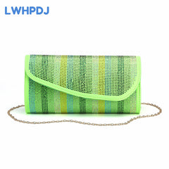 Matching Shoes and Bags: Green Color Water Drill Design High Heels Pointed Toe