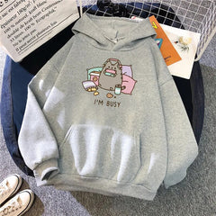 The Cat Hoodie Women Fashion Kawaii Harajuku Sweatshirt Female Cartoon Clothes Coats
