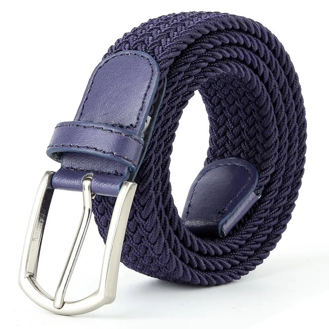 3.3cmX110cmX130cm 2024 High Quality New Men Elastic Braided Belt Casual Women Canvas Korean All match Pin Buckle White Black
