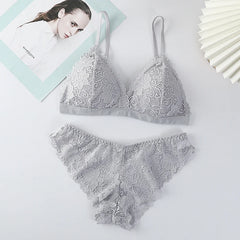 Women Bra Set Lace Women's Underwear Lingerie Set Low Waist Briefs V Neck