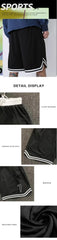 Men's Casual Shorts Black White Stitching 7 Printed Basketball Pants Fitness Sports