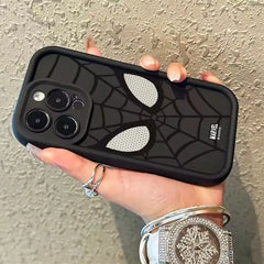 Man Black Super Cool Spider Web Phone Case For iPhone 15 14 13 12 11 Pro Max XR XS 78Plus MINI Y2K Soft Back Cover