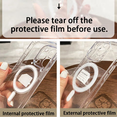 Transparent Case For iPhone 16 15 14 13 12 11 Pro Max Plus Magnetic Shockproof Soft Bumper Cover