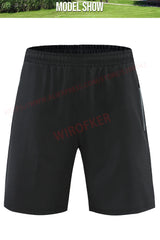 Men Run Shorts Patchwork Training Shorts Zipper Pockets Gym Sports Quick Dry Short