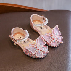 Fashion Bow Princess Shoes Baby Soft Sole Bright Diamond Dance Shoe