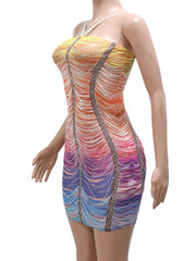 Formal attire Dresses: Backless mini rhinestone summer dress women elegant luxury