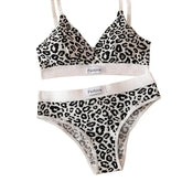 Women's Leopard Print Traceless and Steel Rim Bra Adjustable