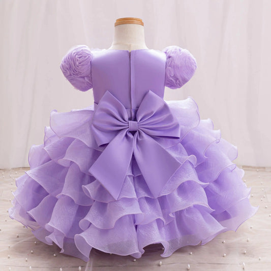 Baby Dress 2025 Spring/Summer on new three-dimensional floral soft yarn birthday party piano Performance Girl dress Elegant fluf
