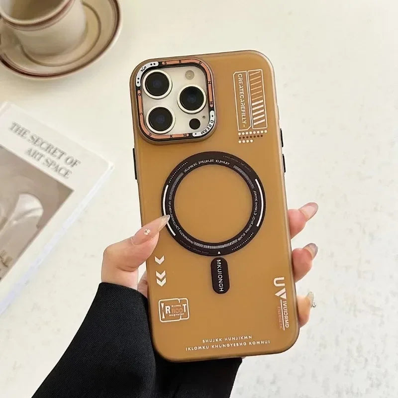 Magnetic Phone Case For iPhone 17 16 15 14 13 Pro Max Air Magsafe Wireless Charge Frosted Metal Lens Frame Buttons Cover