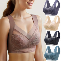 Women Large Bra Push Up Ice Silk Seamless upper Bralette Lace Wireless