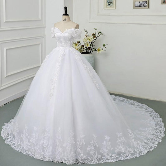 White Bridesmaid Dresses: Ball Gown Wedding Dresses Off The Shoulder Wedding Gowns